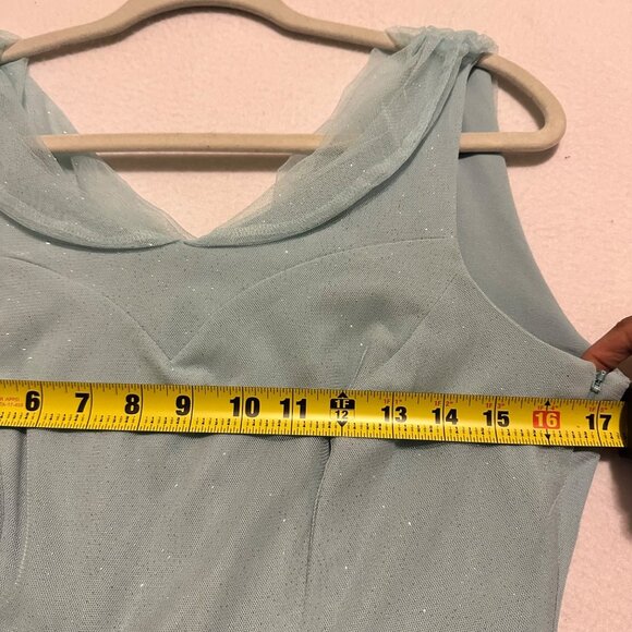 Miss Candyfloss Womens Medium 50s Cinderella Pin Up Swing Dress Blue Glitter - Picture 8 of 15